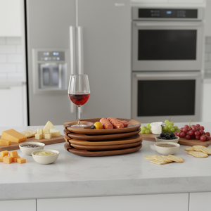 Bandeja de Madera de Acacia Pulida, Diseño Moderno y Simple, para Copas de Vino, Aperitivos, Cócteles, Comida Occidental, Filetes, Color Rojo - Product Image 6