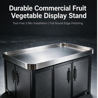 Table de présentation modulaire double face en acier inoxydable pour supermarché, avec rangement pour légumes et fruits