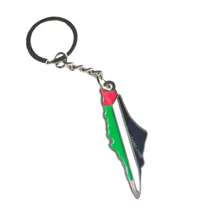 high quality Palestine map shape national flag logo metal keychain