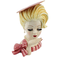 Vase de sol en céramique antique vintage, peint à la main, magnifique, élégant, représentant une dame