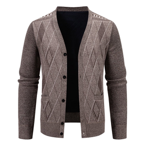 Pull <span class=keywords><strong>Cardigan</strong></span> Tricoté Homme Tendance Décontracté Hiver, Personnalisable avec Logo, Col en V à Boutons - Product Image 3