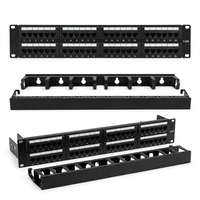 Panneau de brassage modulaire vide 48 ports 2U standard 19 pouces avec support de montage en rack pour câble Keystone Jack blindé Cat6