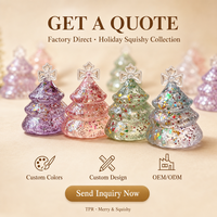 Adorable jouet anti-stress en forme de sapin de Noël en TPR transparent avec paillettes et sequins, pour adultes et adolescents, cadeau de bureau pour les fêtes