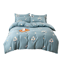 Parure de lit 4 pièces en coton 100% personnalisée avec motifs floraux et pantalons, tailles King Size, Queen Size et Full Size