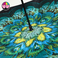 Parapluies inversés publicitaires double face à impression florale de haute qualité, double couche, coupe-vent, bon marché, en promotion