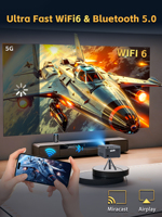 Proyector LED Inteligente Android CR53 4K GTV con Enfoque Automático, 7500 Lúmenes, Portátil, para Cine en Casa y Uso en Exteriores