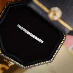 Xinfly 18k Solid Gold <b>Dainty</b> Stackable Band Half Eternity Wedding <b>Ring</b> with 0.30ct Natural Diamond Row Bling Bling - Product Image 2