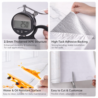 Panel de Pared 3D de Mármol IXPE, Papel Tapiz Autoadhesivo Impermeable para Hoteles