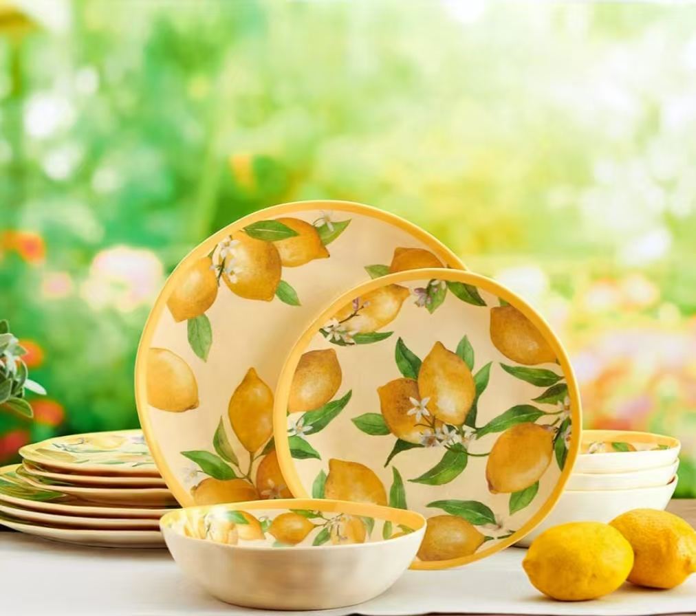 Lemon Melamine Plates Lemon Outdoor Plates Set Of Four Multi