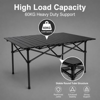 Table de camping pliable robuste - Tissu Oxford durable et métal, table portable d'extérieur pour pique-nique, plage, barbecue