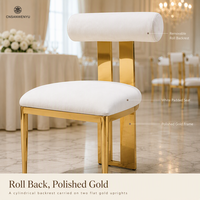 Chaise empilable moderne pour la restauration et l'ameublement domestique, avec cadre doré et revêtement blanc