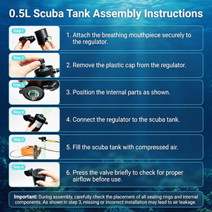 GOYOJO Mini Scuba <b>Tank</b> 0.5L 3000PSI Portable <b>Diving</b> Cylinder Snorkeling Bottle Underwater Breathing Device - Product Image 5