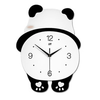 Jam Dinding Kayu Digital Senyap Motif Panda Dekorasi Restoran Kreatif Art Deco untuk Ruang Tamu Rumah Pernikahan (dengan Kotak)