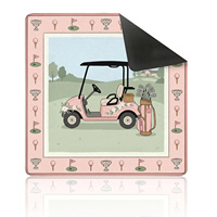 Tapis de Mahjong américain rose pour voiturette de golf, antidérapant, insonorisant, avec bordure motif balle de golf et trophée