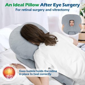 Almohada en forma de U para el cuidado de los ojos, gris, firmeza media, transpirable, para dormir boca abajo, soporte para el pecho y la cabeza - Product Image 5