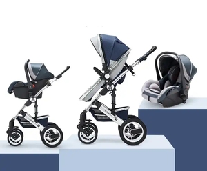 Cochecito Reclinable 4 en 1 con Asiento Plegable, Amortiguación de Impactos y Vista Elevada para Bebé - Product Image 5