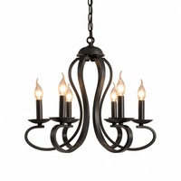 Lustre Chandelier Vintage en Acier Noir, Style Nordique Moderne, 6 Lumières, Suspension pour Salle à Manger et Salon