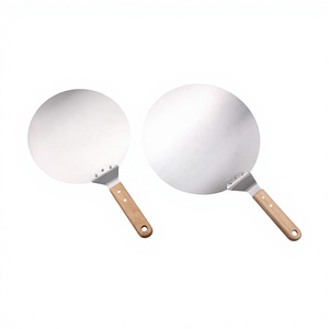 Spatule de transfert pour <span class=keywords><strong>pizza</strong></span> en acier inoxydable de 10 pouces avec manche en bois pour un transfert sûr, outil de cuisson - Product Image 1