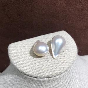 Boucles d'oreilles Tasiqi en perles Mabe australiennes blanches en forme de goutte d'eau, 12-13mm, 18-19mm, double face, grande marque - Product Image 1