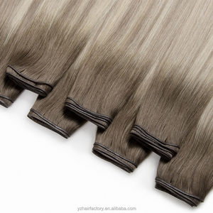 Extensions de cheveux humains à double trame invisible, tissées à la main, sans couture, type Genius Weft, trame hybride - Product Image 1
