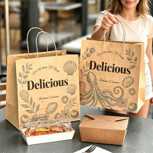 Bolsa de Papel Kraft con Logotipo Personalizado, Asa Retorcida, Bolsas de Regalo para Compras, Bolsa Grande para Vino - Product Image 5