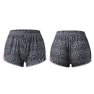 PUFFIN SPORTS Custom Women's High Waist Leopard Print Sport Shorts Knitted Spandex Quick Dry Elastic Waist Fitness Wear - Product Image 1