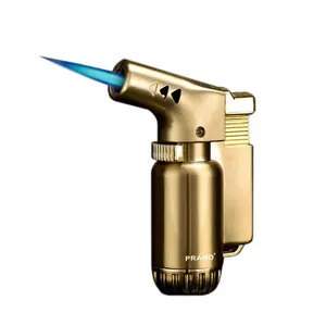 Customized Logo Portable Creative Small Butane Gas Cigar Torch Lighter Windproof refillable Jet Gun Lighter with Fire Lock