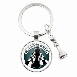 Porte-clés d'échecs, échiquier, pièce d'échecs, pendentif en verre, porte-clés de voiture en métal de haute qualité, cadeau pour les amateurs d'échecs - Product Image 3
