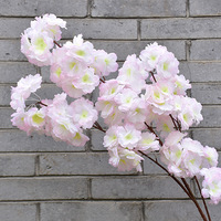 3 Branches de fleurs de cerisier artificielles en soie, branches de fleurs de cerisier blanches, feuilles, décoration pour mariage, fête des pères, Halloween