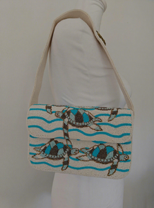 Sac messager pour femme MULTI CRAFT, style bohème, broderie estivale, motif géométrique, design artisanal, perles, écologique, durable - Product Image 6
