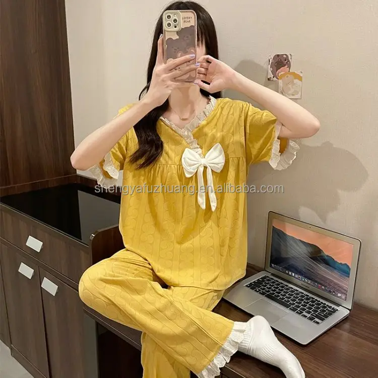 Amazon hot selling US Size Women's pajamas 2-piece set women's silk pajamas