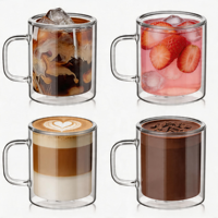 Mugs en verre borosilicate à double paroi de 400 ml (13,5 oz) résistants à la chaleur et au froid, directement de l'usine, tasses à thé en verre à double paroi, mugs à café en verre