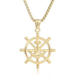 <b>Titanium</b> Steel Ship Wheel Anchor Pendant Unisex Necklace Everyday Wear Geometric Themed Charm 12070 - Product Image 5