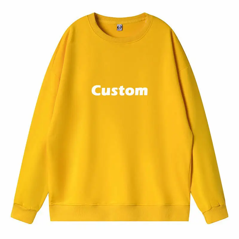 Vintage Yellow Color Big Pocket Blank Thick Cotton Women Daily Exercise Drop Shoulder Custom Logo Sweatshirts For Women