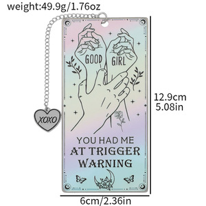 Marque-page en métal holographique pour couple amoureux, motif laser dégradé, imprimé cœur, pendentif XOXO, artisanat métallique - Product Image 5