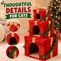 Arbre à chat de Noël personnalisable à 3 niveaux, avec condo douillet en peluche et griffoir en sisal, OEM ODM, pour 2 à 3 chats, 110 cm de haut
