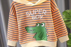 Wholesale Clothing Mmarket Boys Khaki <b>Pants</b> Toddler Cartoon Striped Hoodie Sets - Product Image 4