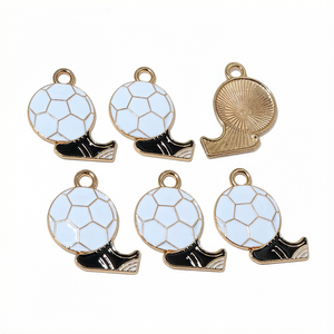10 piezas 23x20mm Dijes colgantes de botas de fútbol esmaltadas deportivas de aleación metálica, accesorios para fabricación de joyas DIY - Product Image 6