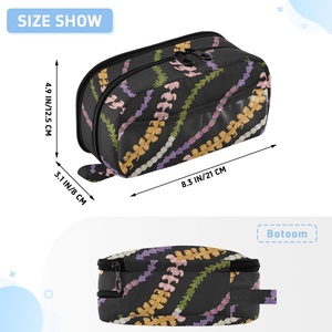 Estuche Escolar Impermeable con Diseño Personalizado de Flores de Puakenikeni Hawaianas Negras, Organizador de Artículos Escolares para Niñas - Product Image 3