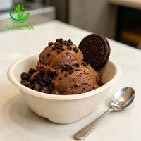 Bol en fibre de canne à sucre compostable SUMKOKA 155*80mm avec logo personnalisé, petit bol jetable pour la crème glacée et les desserts aux fruits
