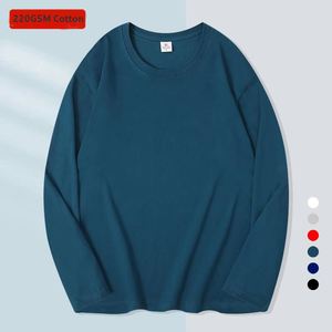 Wholesale 230GSM 100 Cotton <b>Men's</b> Plain Crew Neck Long Sleeve T <b>Shirt</b> Custom Logo Printed Unisex Drop Shoulder Oversized T-<b>Shirt</b> - Product Image 4