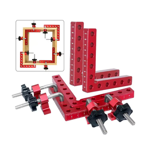 Clips de fixation en métal pour règle à onglet, outil de <span class=keywords><strong>menuisier</strong></span>, angle droit réglable à 90 degrés, pince en alliage d'aluminium rouge pour <span class=keywords><strong>le</strong></span> travail du bois - Product Image 1