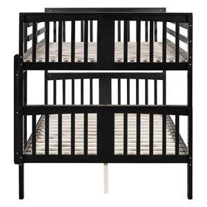 Full Over Full <b>Bunk</b> <b>Bed</b> With Ladder Espresso Kids Teen Bedroom Furniture - Product Image 5