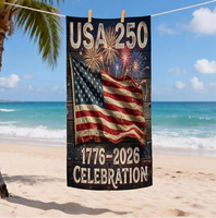 Ventes chaudes : Serviette de plage en microfibre pour le 250e anniversaire, séchage rapide, absorbante, légère, pour la plage, la piscine, le camping