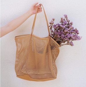 Multi Color Mesh <b>Beach</b> <b>Tote</b> Bag Breathable Hollow Net Shopping Shoulder Bag Foldable Mesh Handbag for Swimming Grocery Travel - Product Image 5