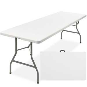 8ft Rectangulaire <span class=keywords><strong>10</strong></span> <span class=keywords><strong>Personnes</strong></span> Garden Event Party Dining White HDPE <span class=keywords><strong>Table</strong></span> et chaise pliantes d'extérieur - Product Image 2