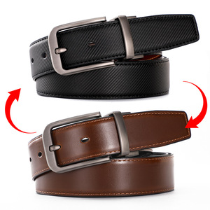 Cinto Masculino de Couro Genuíno Dupla Face com Fivela Rotativa de Liga Metálica, Estilo Americano de Alta Qualidade, em Couro Bovino de Duas Camadas - Product Image 5