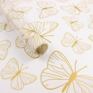 Papier d'emballage floral translucide imprimé papillon coloré durable, papier d'emballage cadeau floral élégant et doux pour les fleuristes - Product Image 4