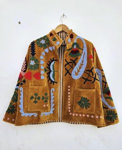 Velvet Hand Embroidered Animal Print Breathable Cotton Customized Color Ethnic <b>Jacket</b> Indian Festive Wear Designer <b>Shrug</b> Gift - Product Image 5