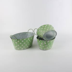 Plantes galvanisées, pots succulents à la <span class=keywords><strong>vanille</strong></span>, pots de jardin avec métal à motifs Trois ensembles de réservoir de stock vert rond galvanisé - Product Image 4